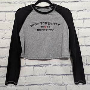 SHEIN Curve Brooklyn New York Crop Top Long Sleeve T Shirt Women's Size 0XL